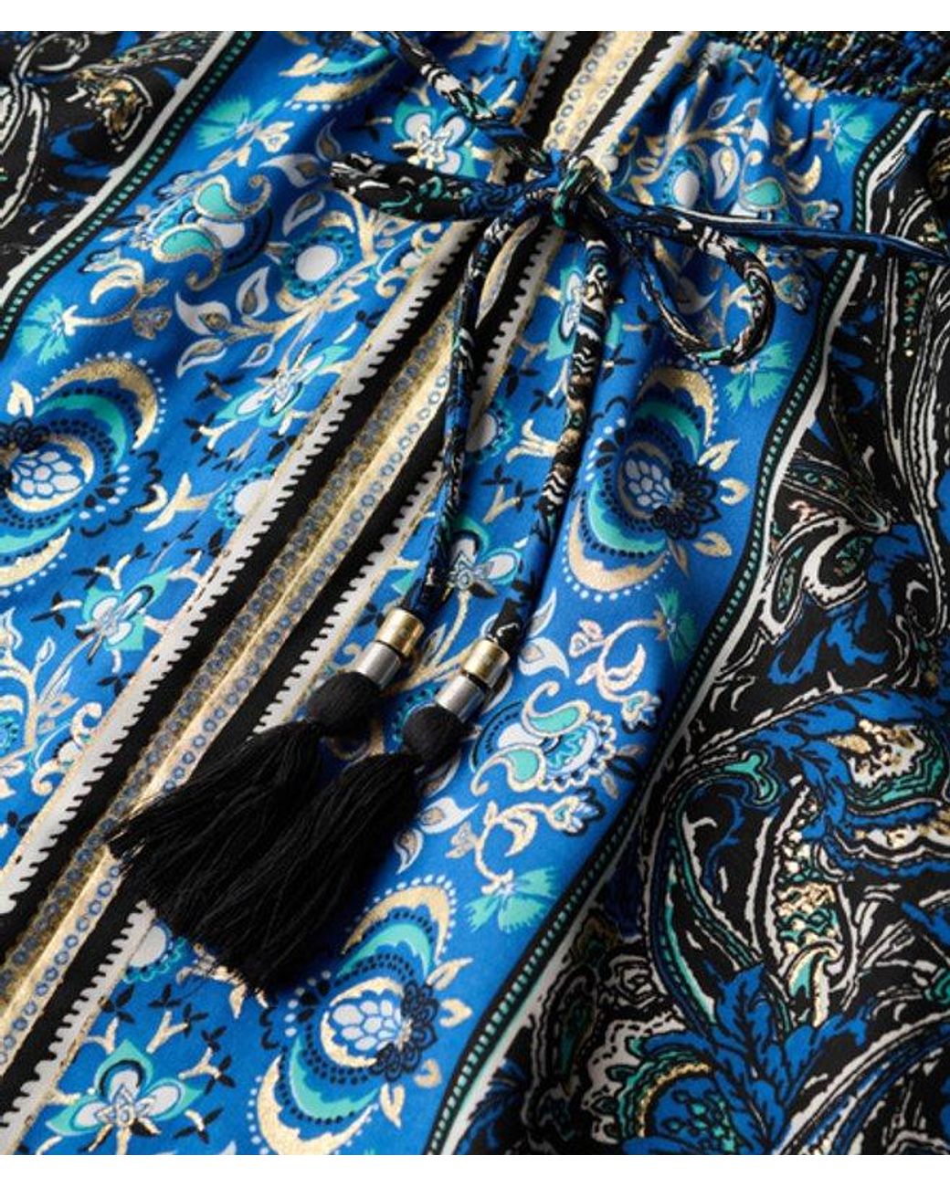 Superdry Blue Slim Fit Paisley Print St Tropez Bandeau Dress