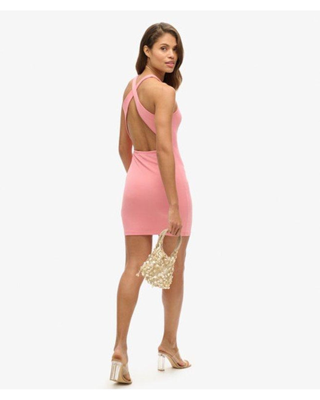 Superdry Pink & Co Jersey Cross Back Mini Dress