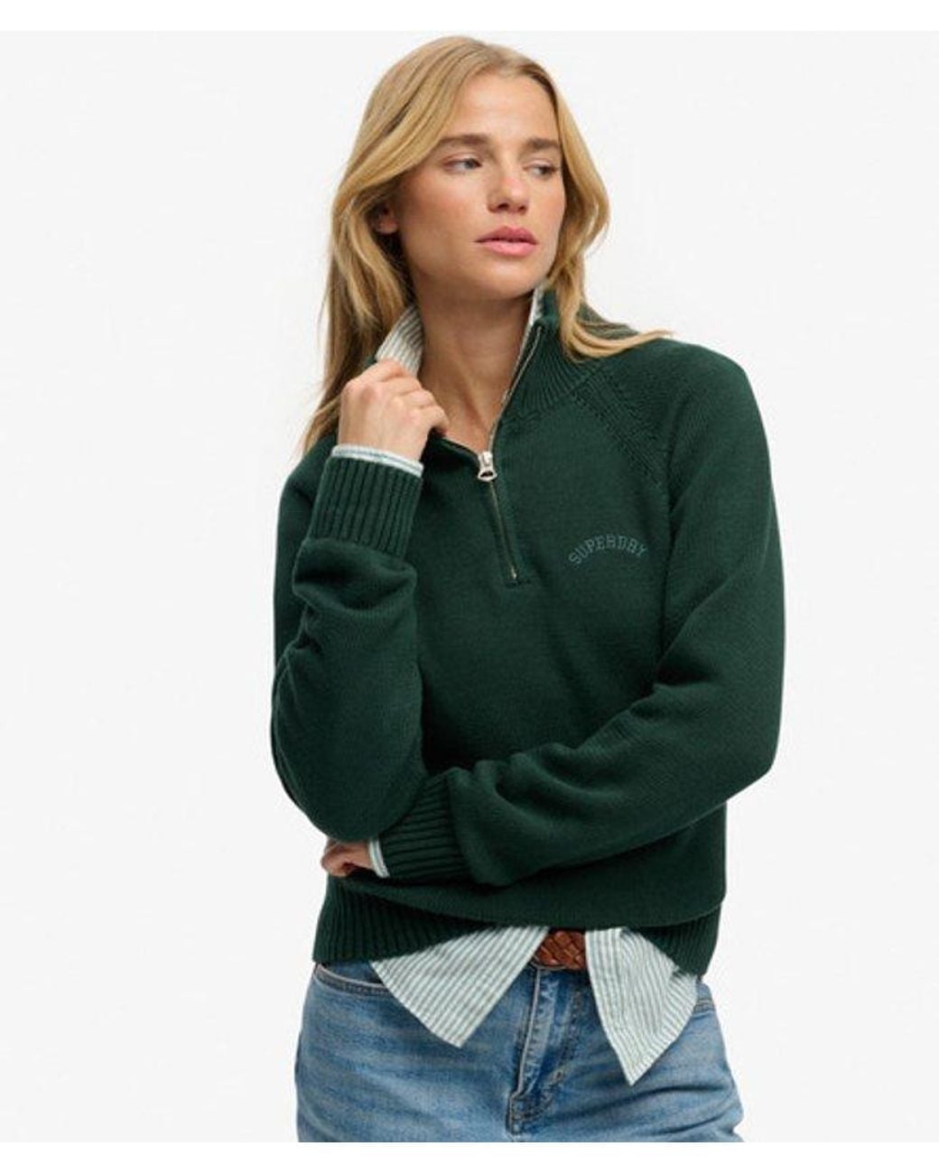 Superdry Green & Co Essential Half Zip Knit Jumper