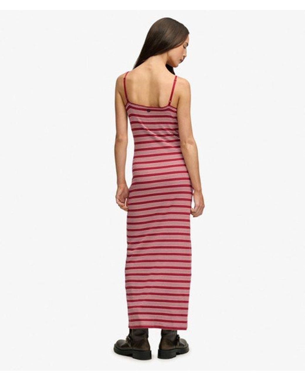Superdry Red Stripe Ribbed Jersey Maxi Dress