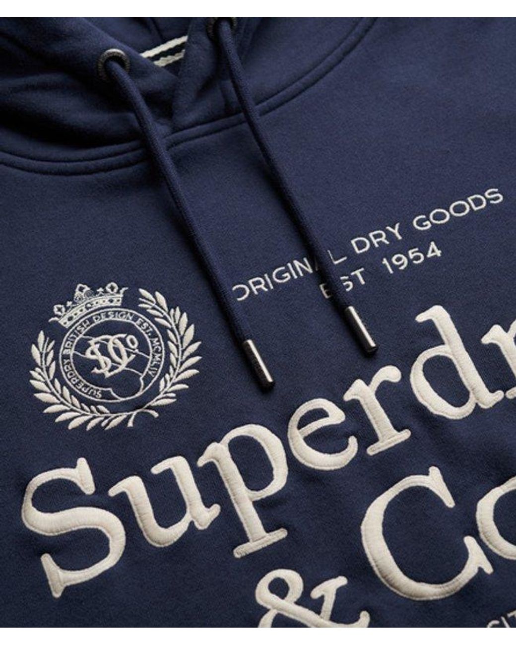 Superdry Blue & Co Luxe Casual Embroidered Relaxed Hoodie