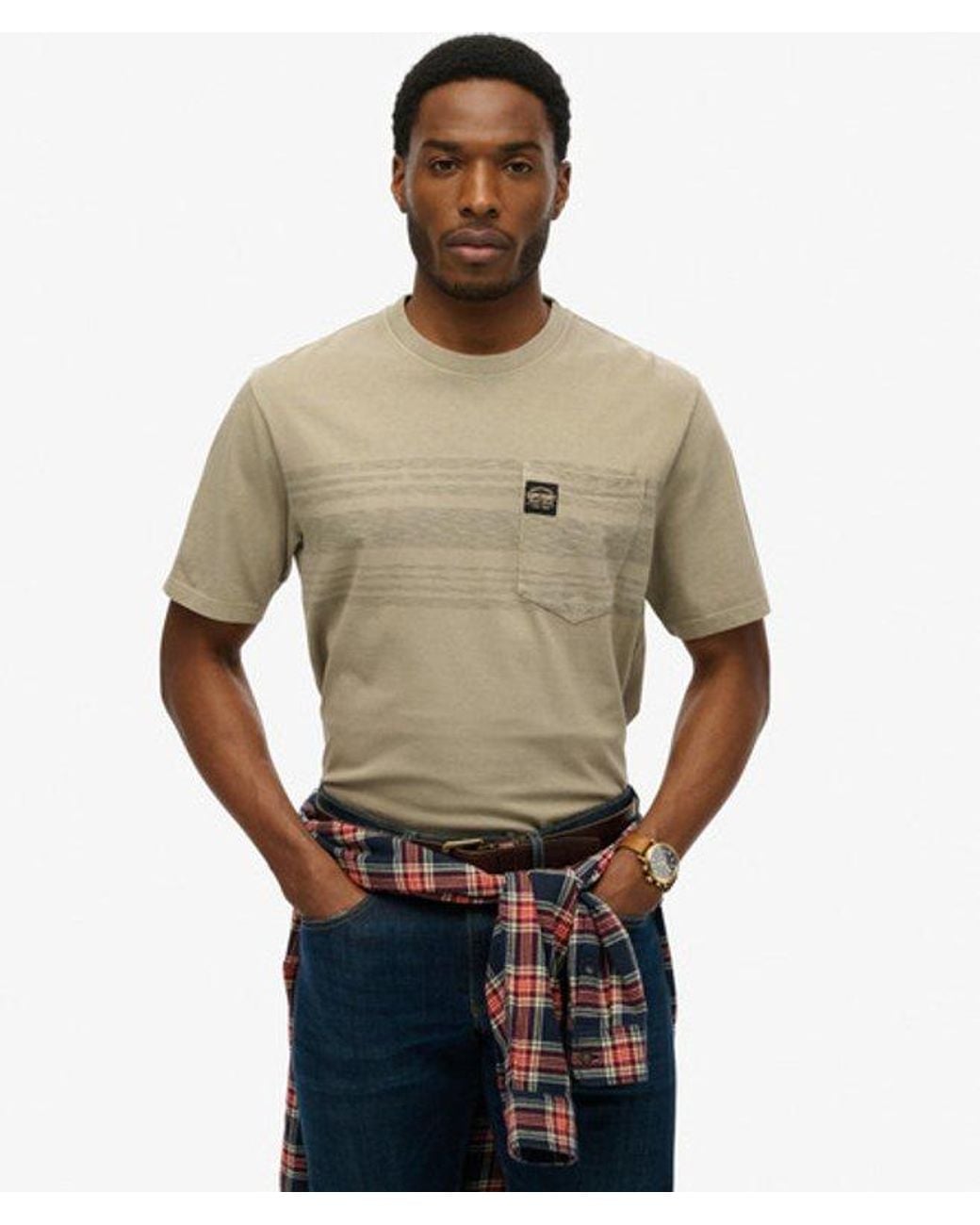 Superdry Gray & Co Contrast Stripe Pocket T-shirt for men