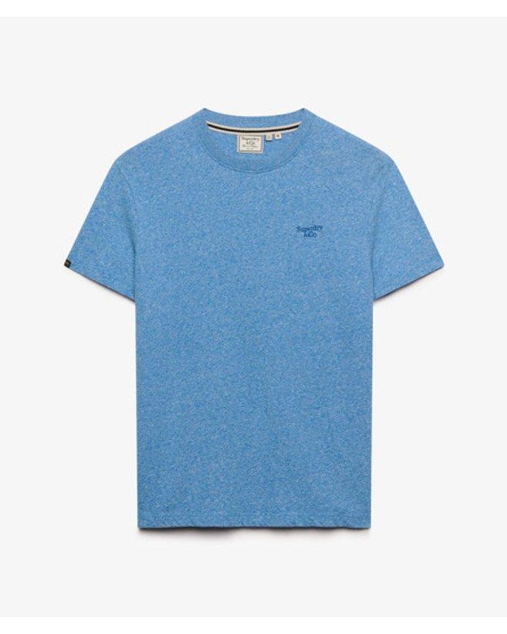Superdry Blue & Co Essential Serif Logo Embroidered T-shirt for men