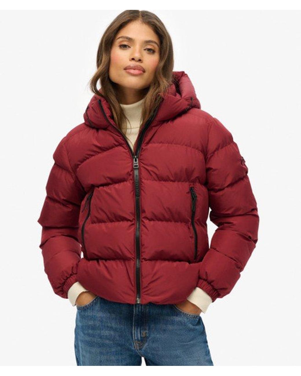 Superdry Red & Co Hooded Sports Puffer Jacket