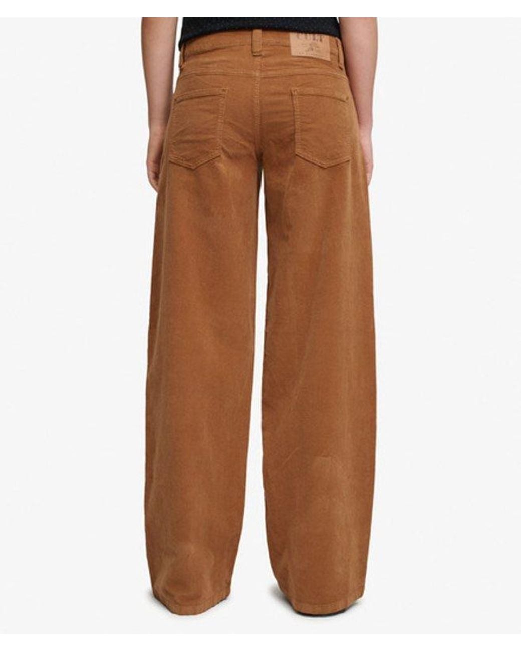 Superdry Brown Mid Rise Baggy Corduroy Trousers Size: 26/32