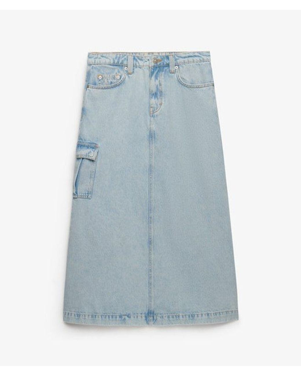 Superdry Denim Cargo Maxi Rok in het Blue