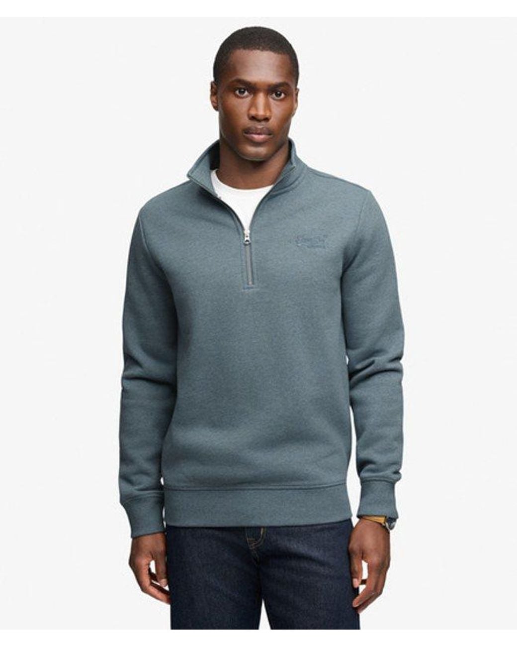 Superdry Gray & Co Vintage Logo Embroidered Half Zip Sweatshirt for men