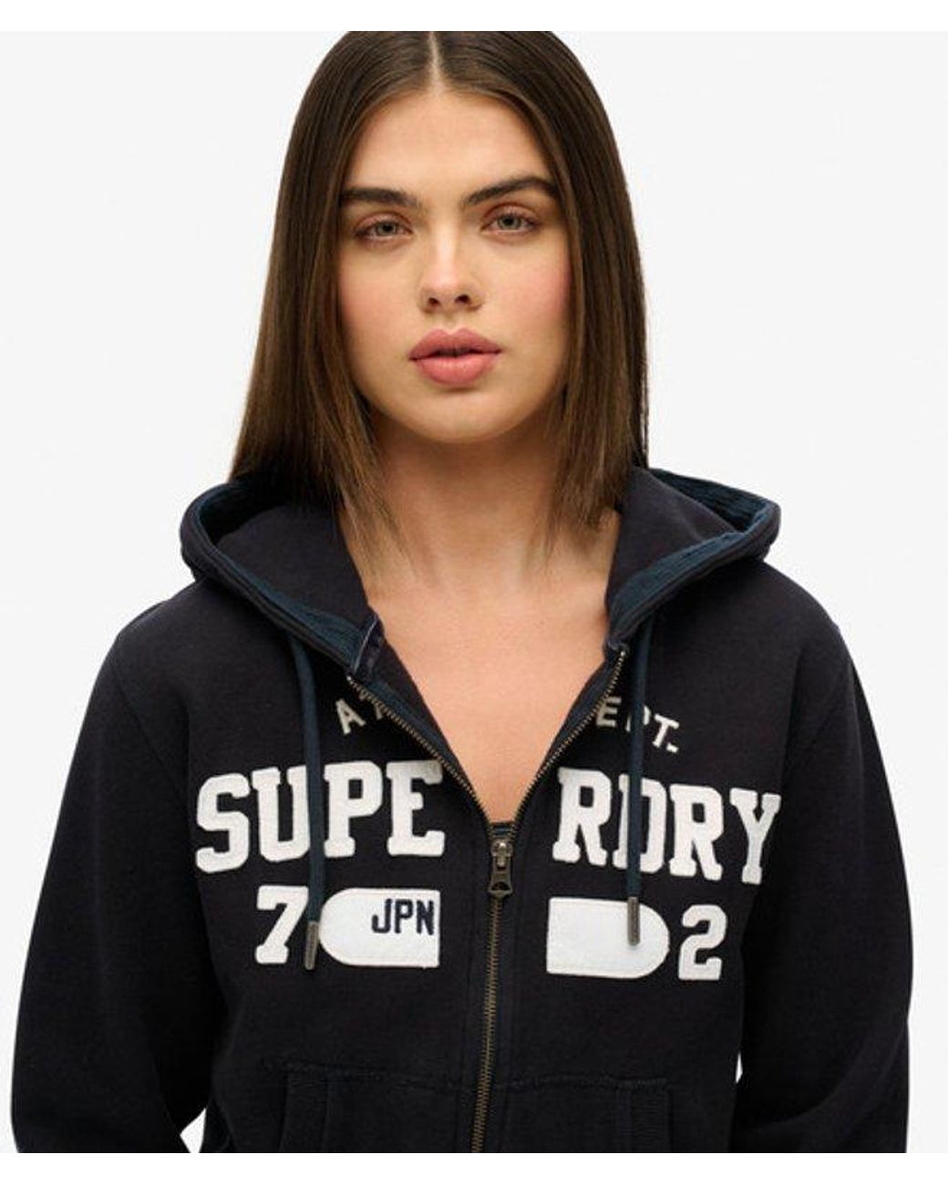 Superdry Black Athletic Essentials Relaxed Cropped Zip Hoodie