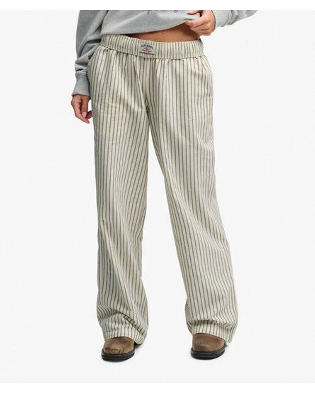 Superdry Gray & Co Organic Cotton Stripe Elasticated Trousers