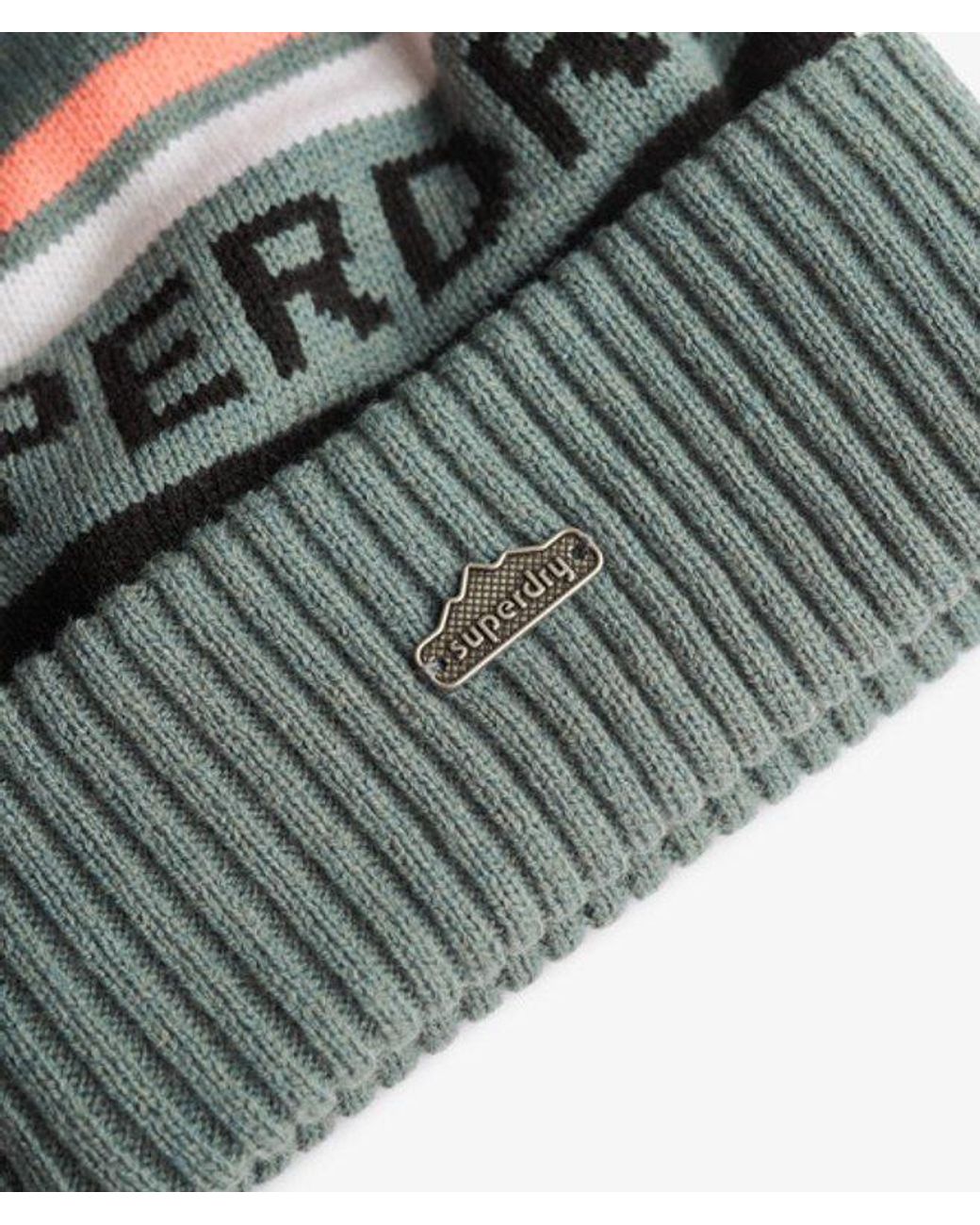 Superdry Gray Logo Knit Beanie Hat