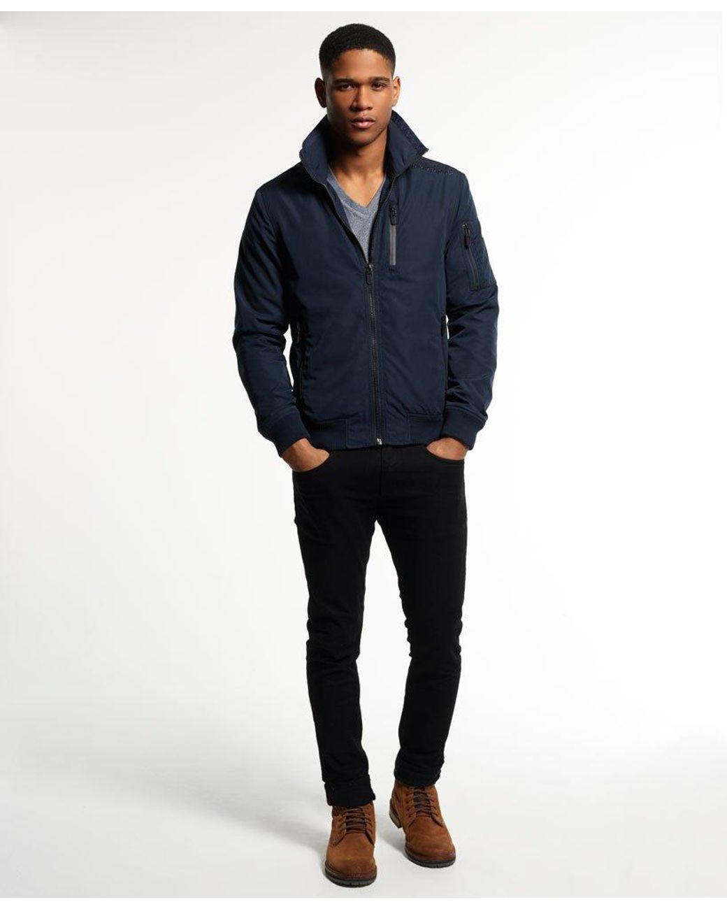 Superdry Moody Nite Flite Lite Bomber Jacket Navy in Blue for Men