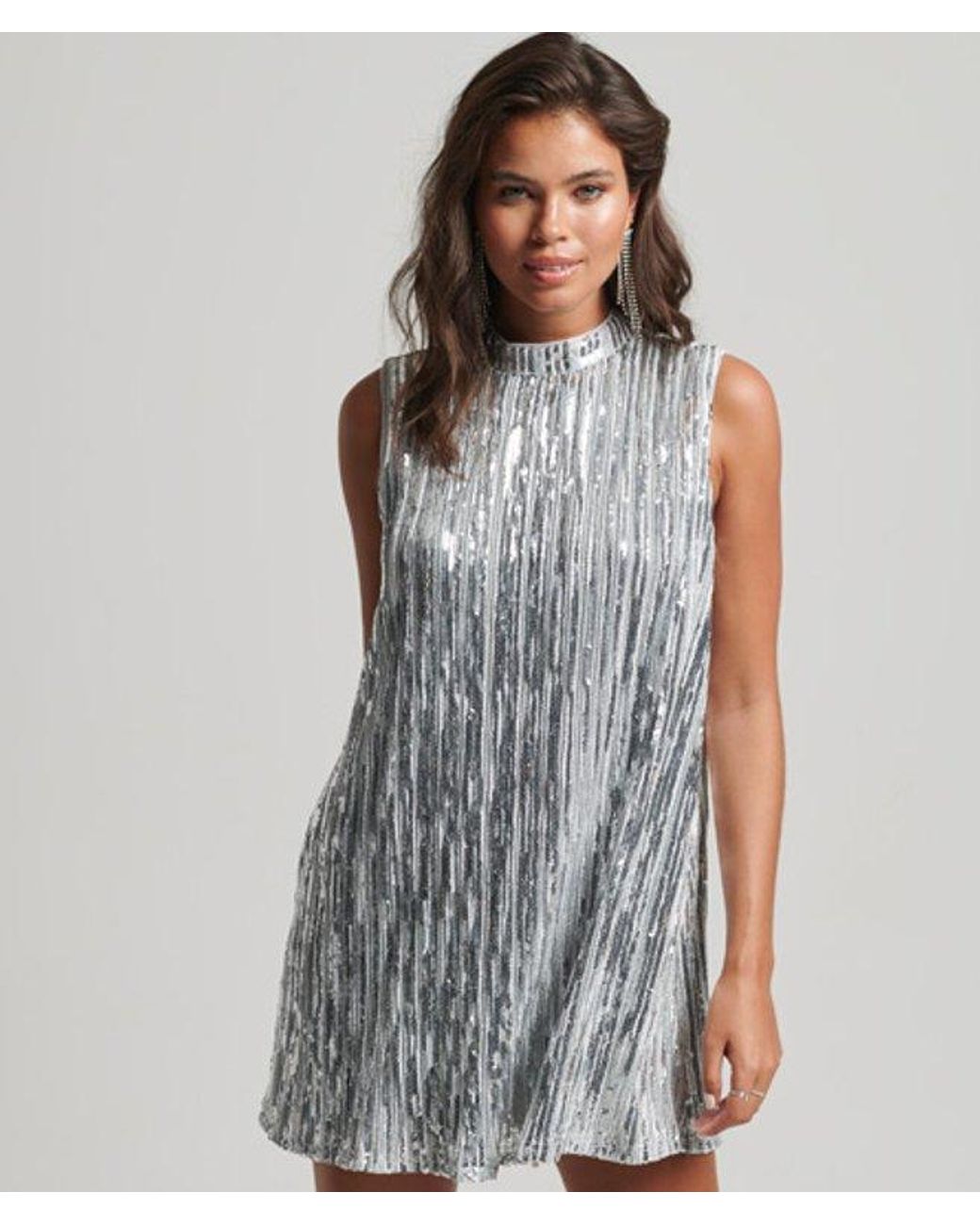 Superdry Brown & Co Sleeveless Sequin A Line Mini Dress