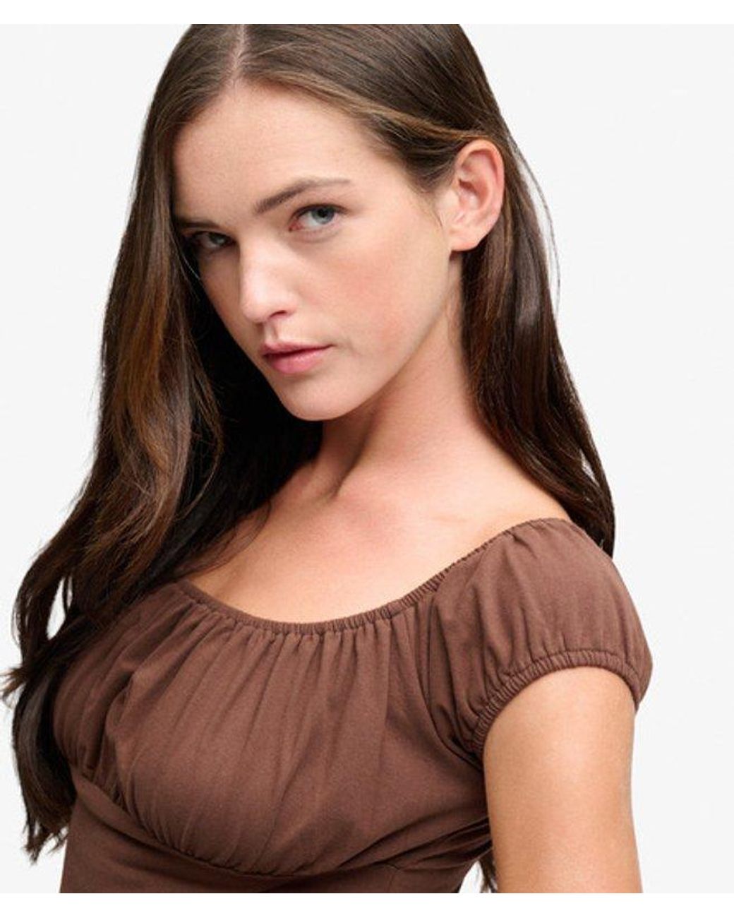 Superdry Brown & Co Athletic Essentials Ruched Top