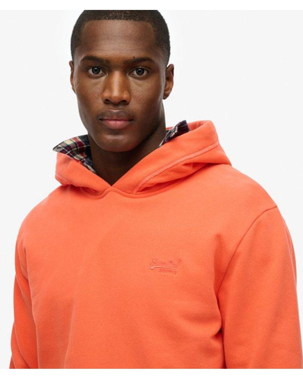 Superdry Essential Hoodie Met Logo En Halfgeborstelde Voering in het Orange voor heren