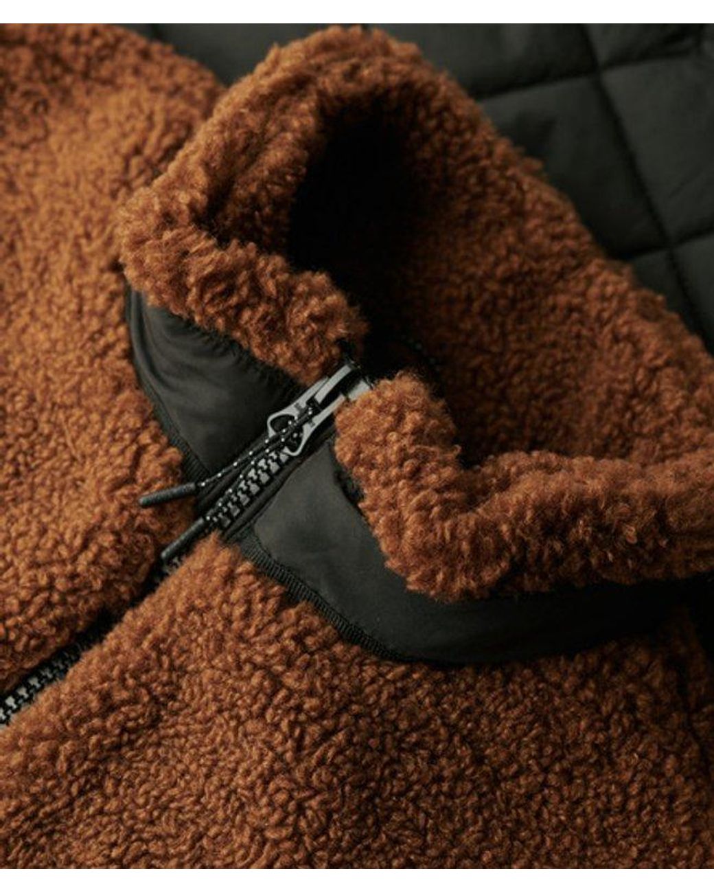 Superdry Brown & Co Workwear Sherpa Fleece Hybrid Jacket