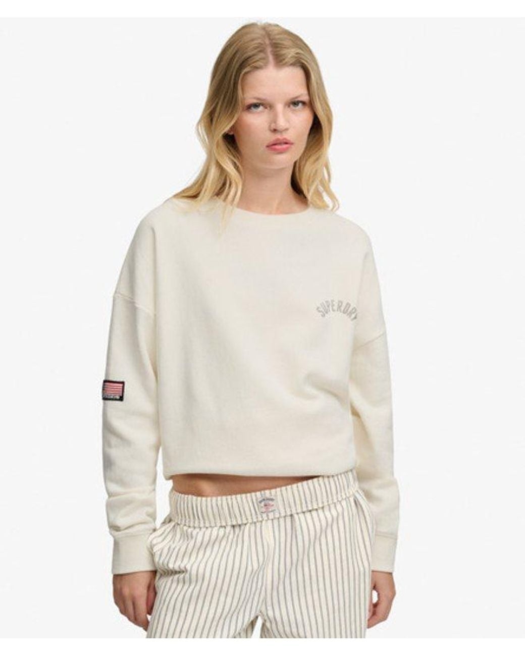 Superdry White & Co Athletic Essentials Printed Crew Sweatshirt