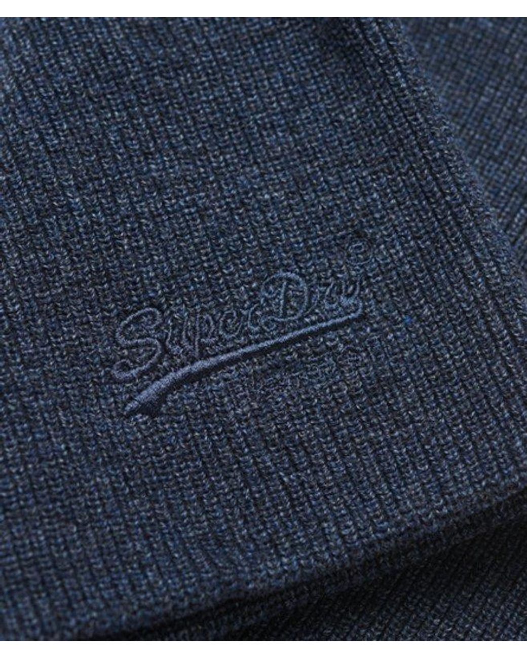 Superdry Blue Essential Logo Knitted Beanie Hat for men