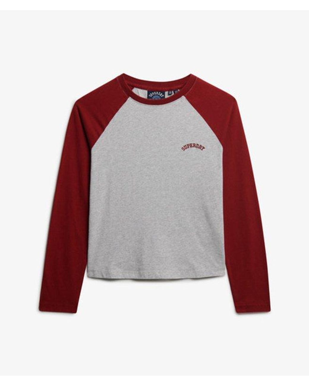 Superdry Red Essential Logo Long Sleeve Baseball Top