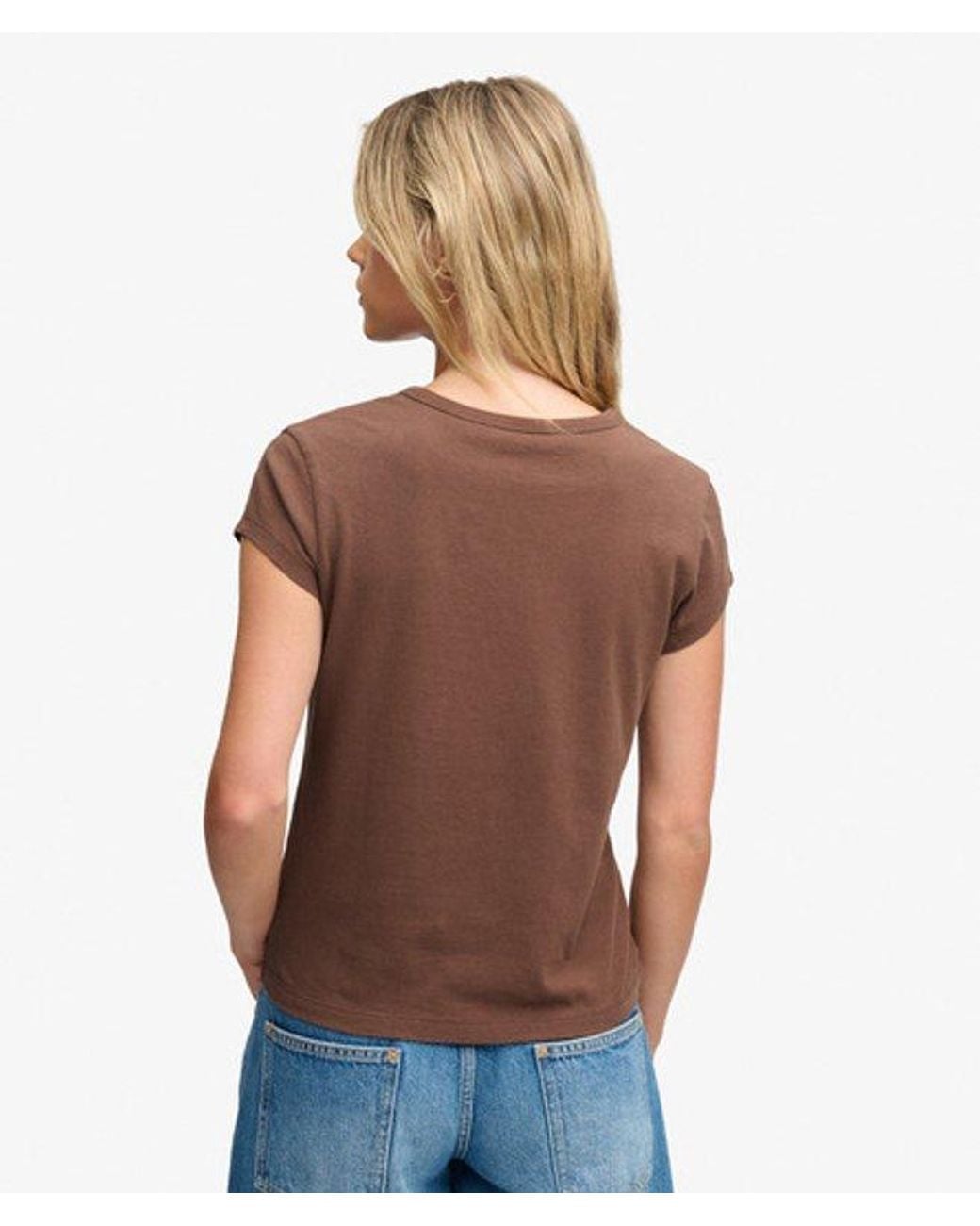 Superdry Brown & Co Athletic Essentials Graphic Notch Neck T-shirt