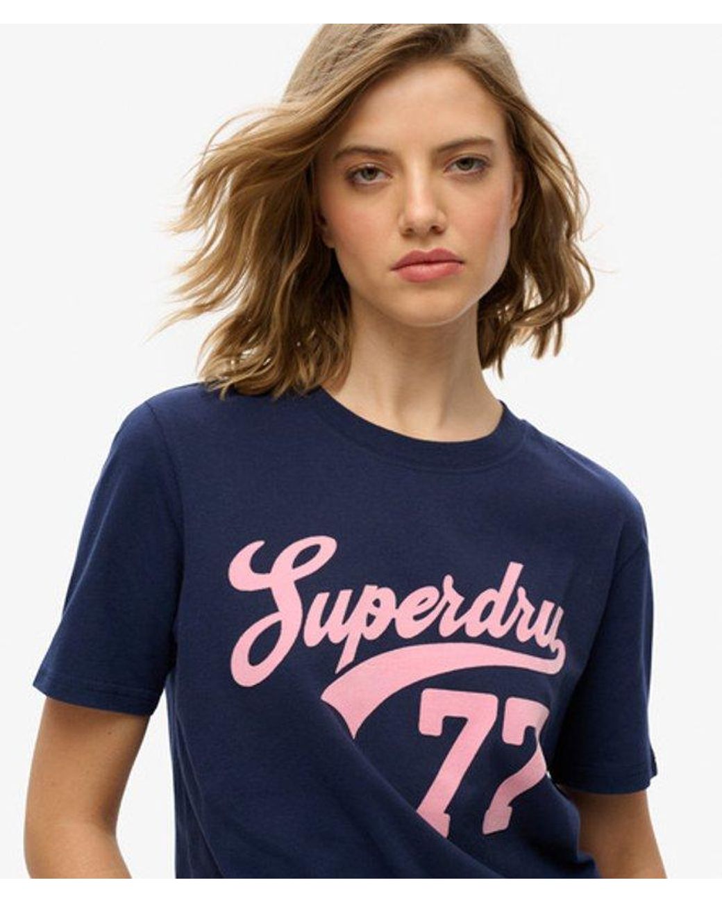 Superdry Blue & Co Classic Textured Graphic Super 77 T Shirt