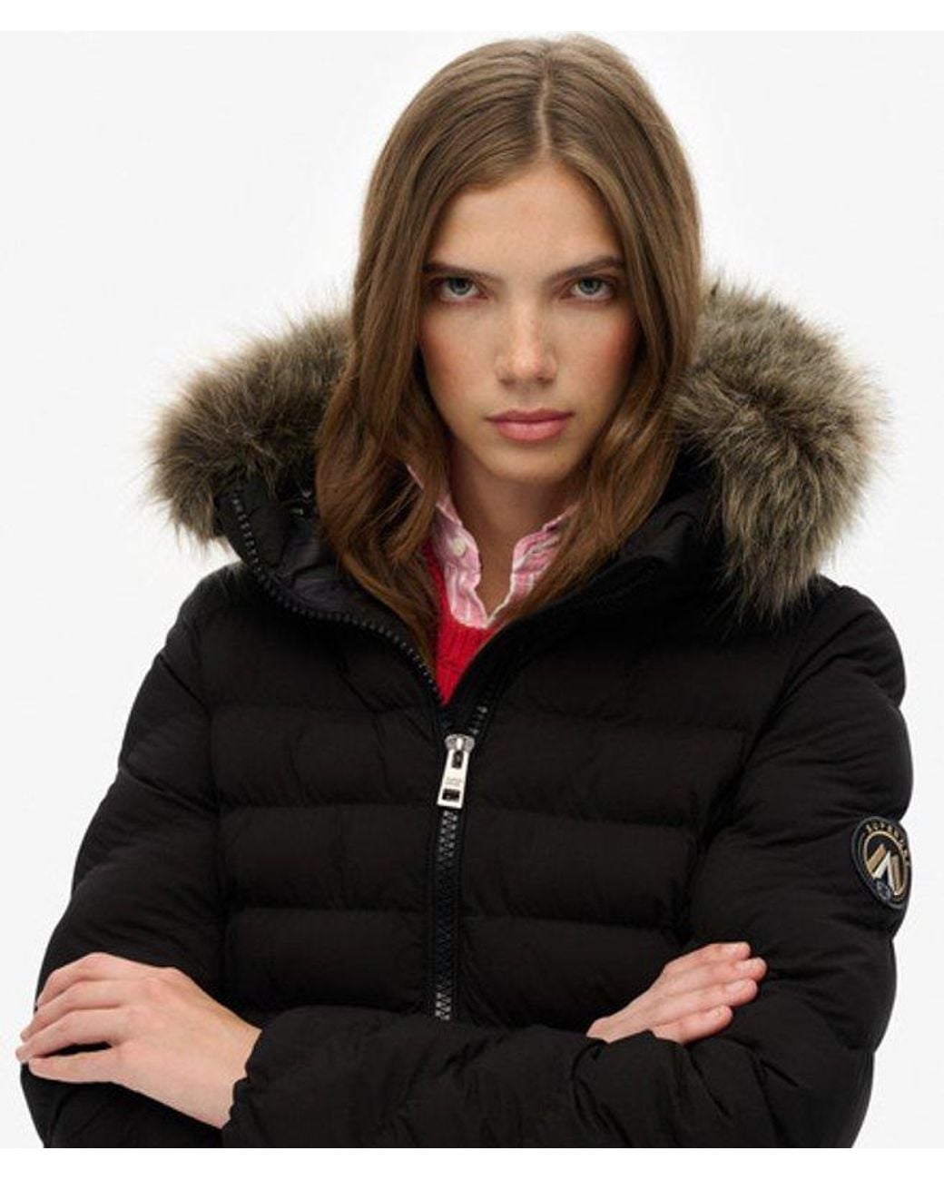 Superdry Black & Co Fuji Faux Fur Hood Padded Jacket