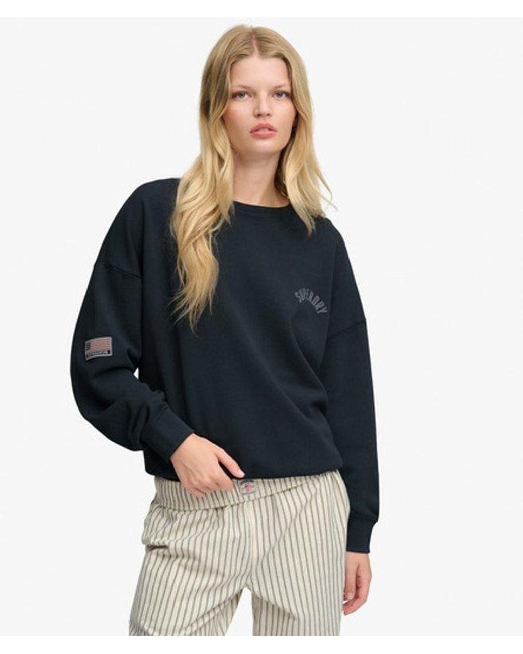 Superdry Black & Co Athletic Essentials Printed Crew Sweatshirt