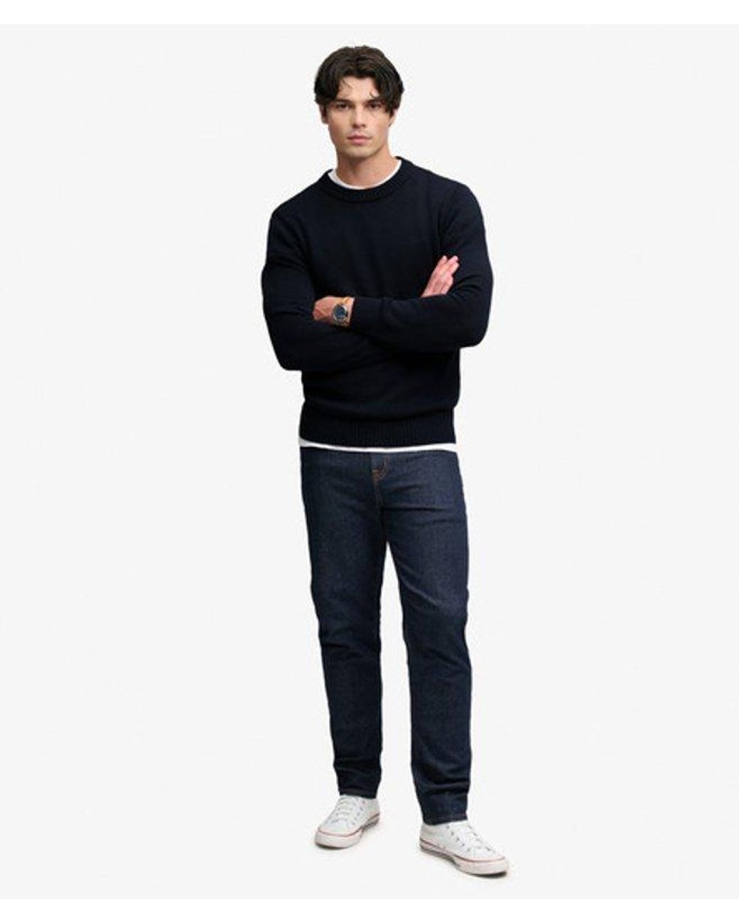 Superdry Blue Preppy Cotton Jumper for men
