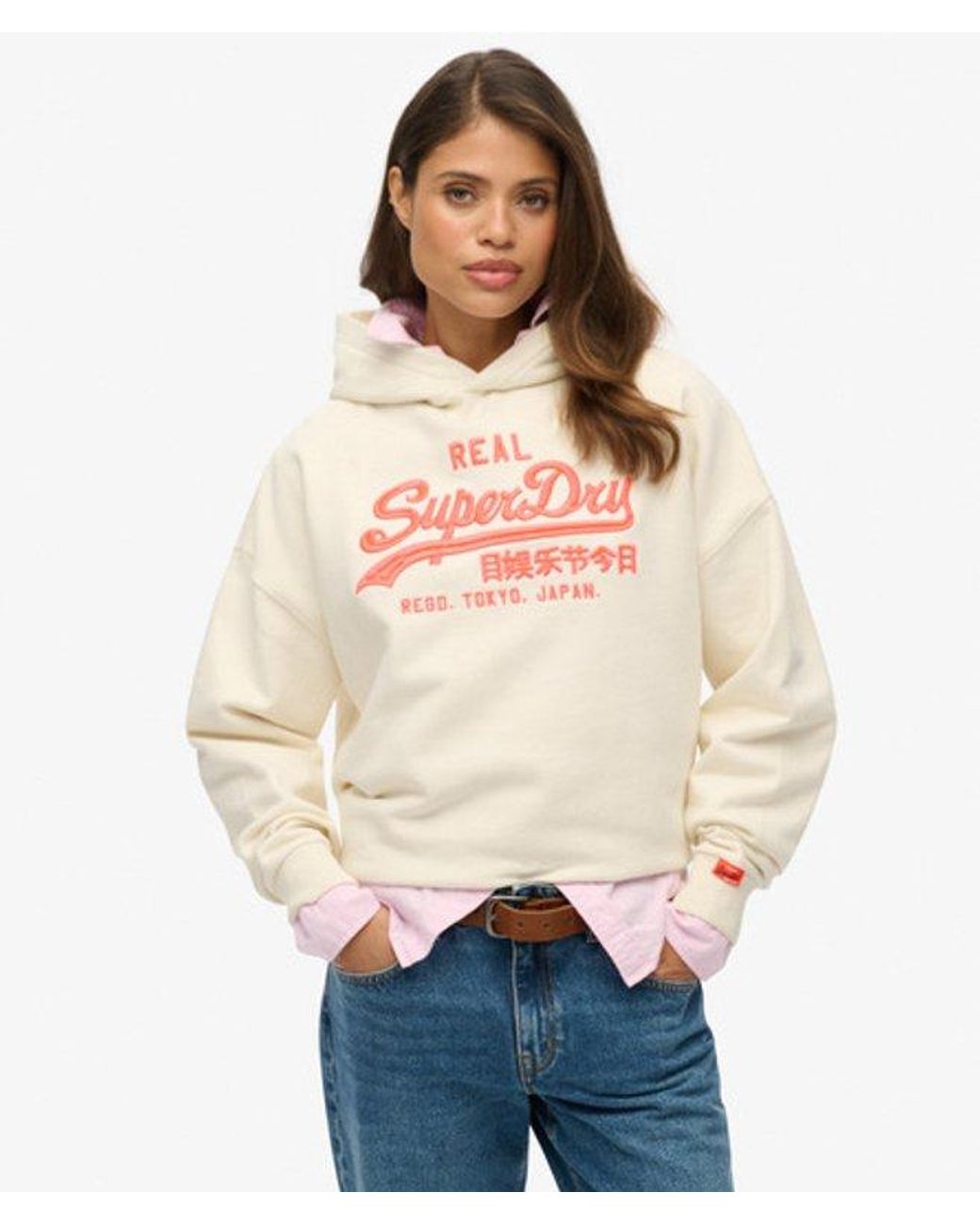 Superdry Natural & Co Vintage Logo Neon Relaxed Hoodie