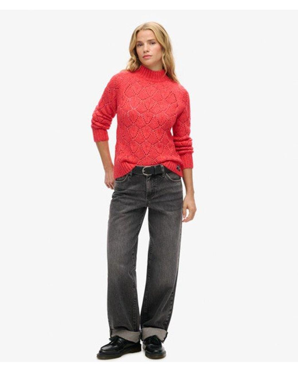 Superdry Red & Co Pointelle Knit Jumper