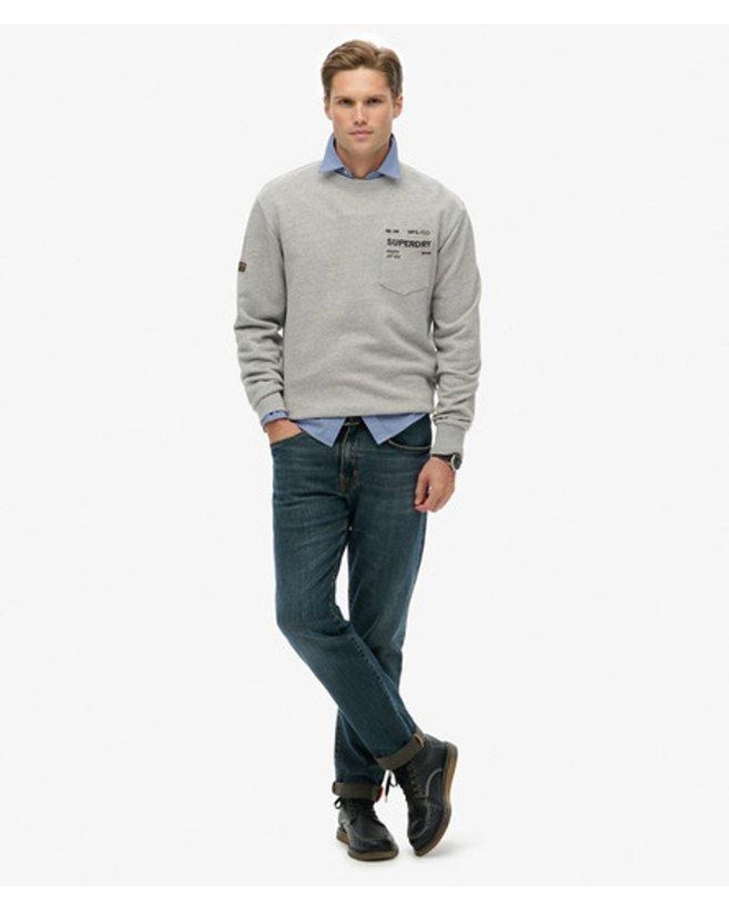Superdry Gray Utility Loose Sweatshirt for men