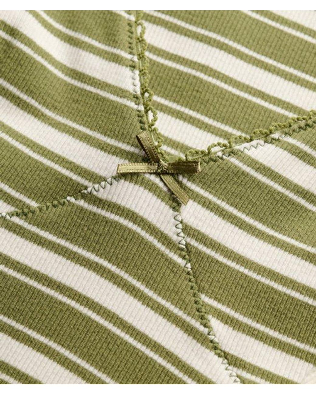 Superdry Green V-Neck Striped Mini Dress