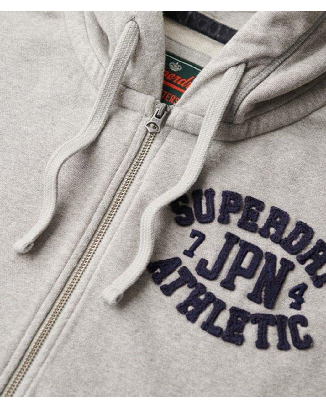 Superdry Vintage Athletic Zip Hoodie in het Gray voor heren