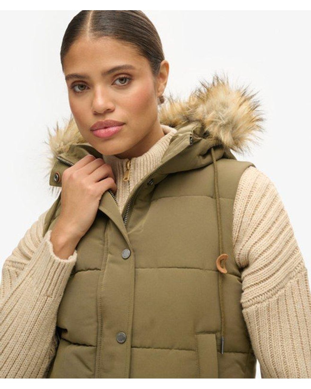 Superdry Natural & Co Everest Faux Fur Puffer Gilet