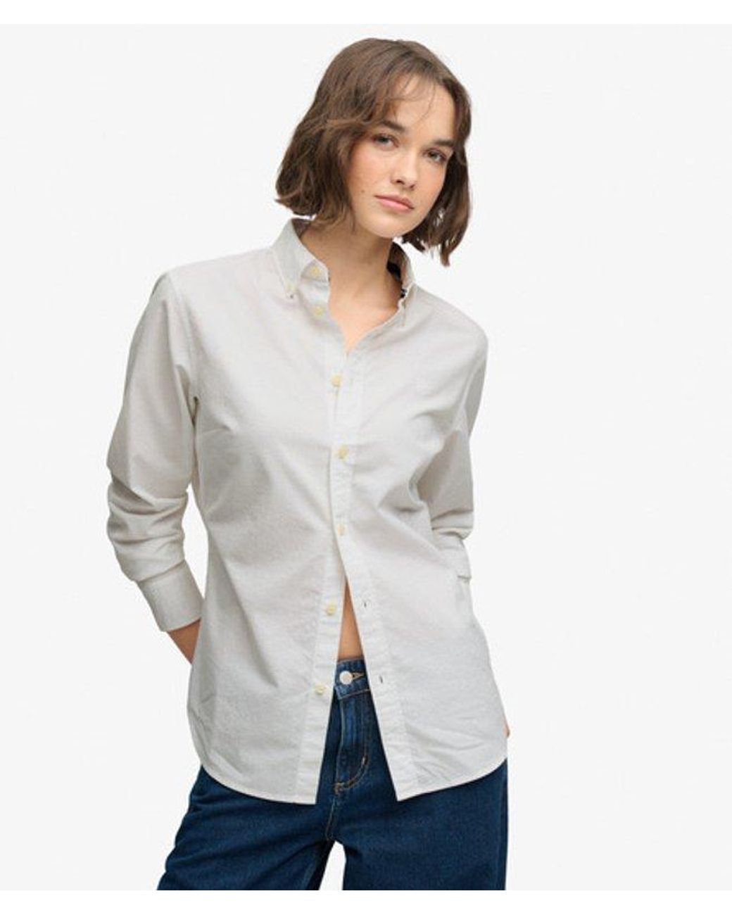 Superdry White & Co Slim Oxford Button Down Long Sleeve Shirt