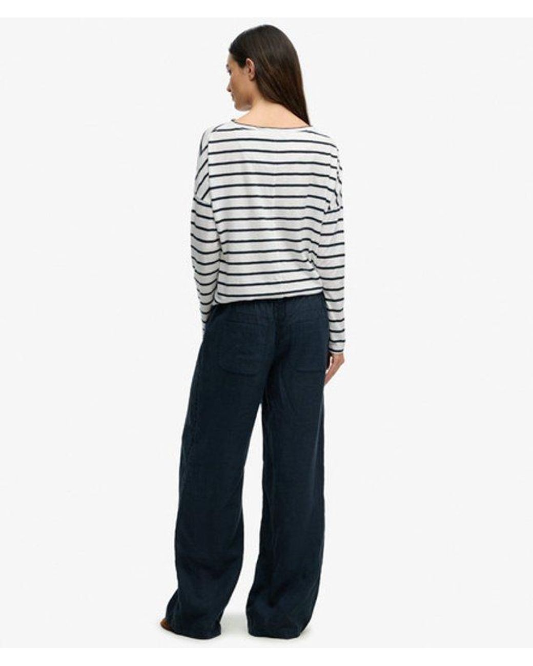 Superdry Blue & Co Linen Low Rise Pants