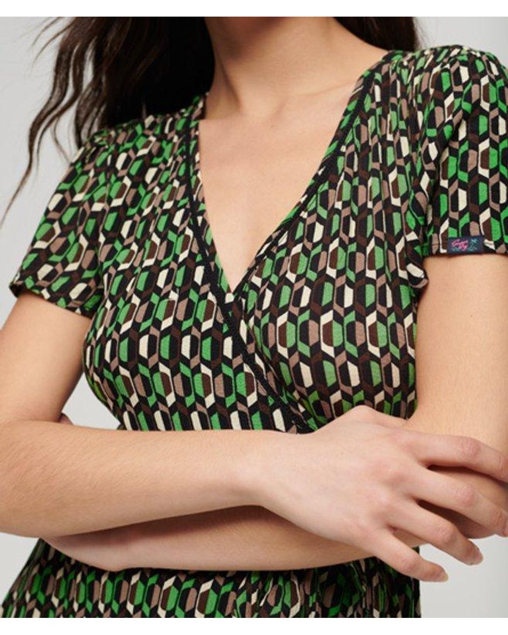Superdry Green Vintage Mini Wrap Dress