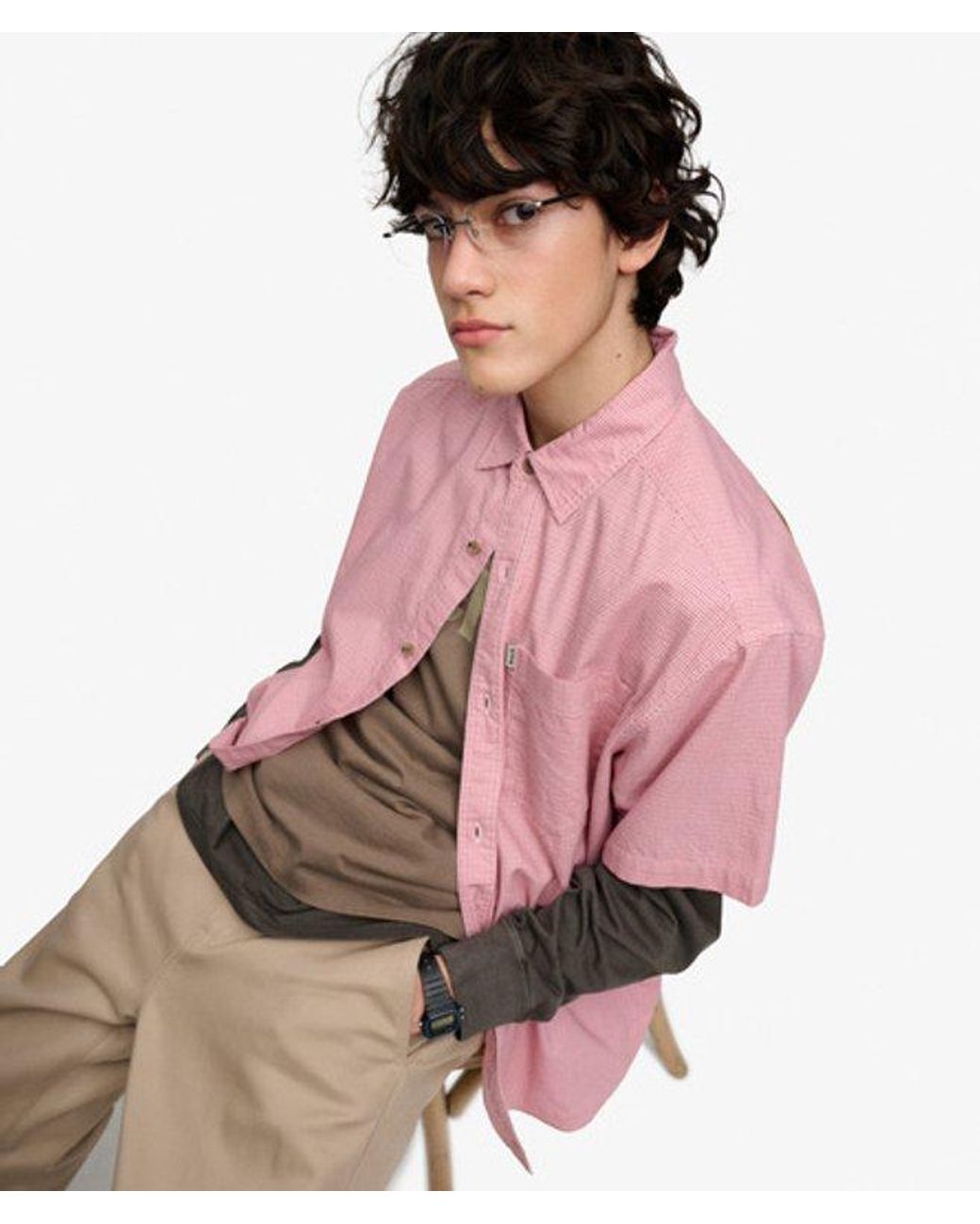 Superdry Pink Bench X & Co Bench Skater Check Short Sleeves Shirt for men