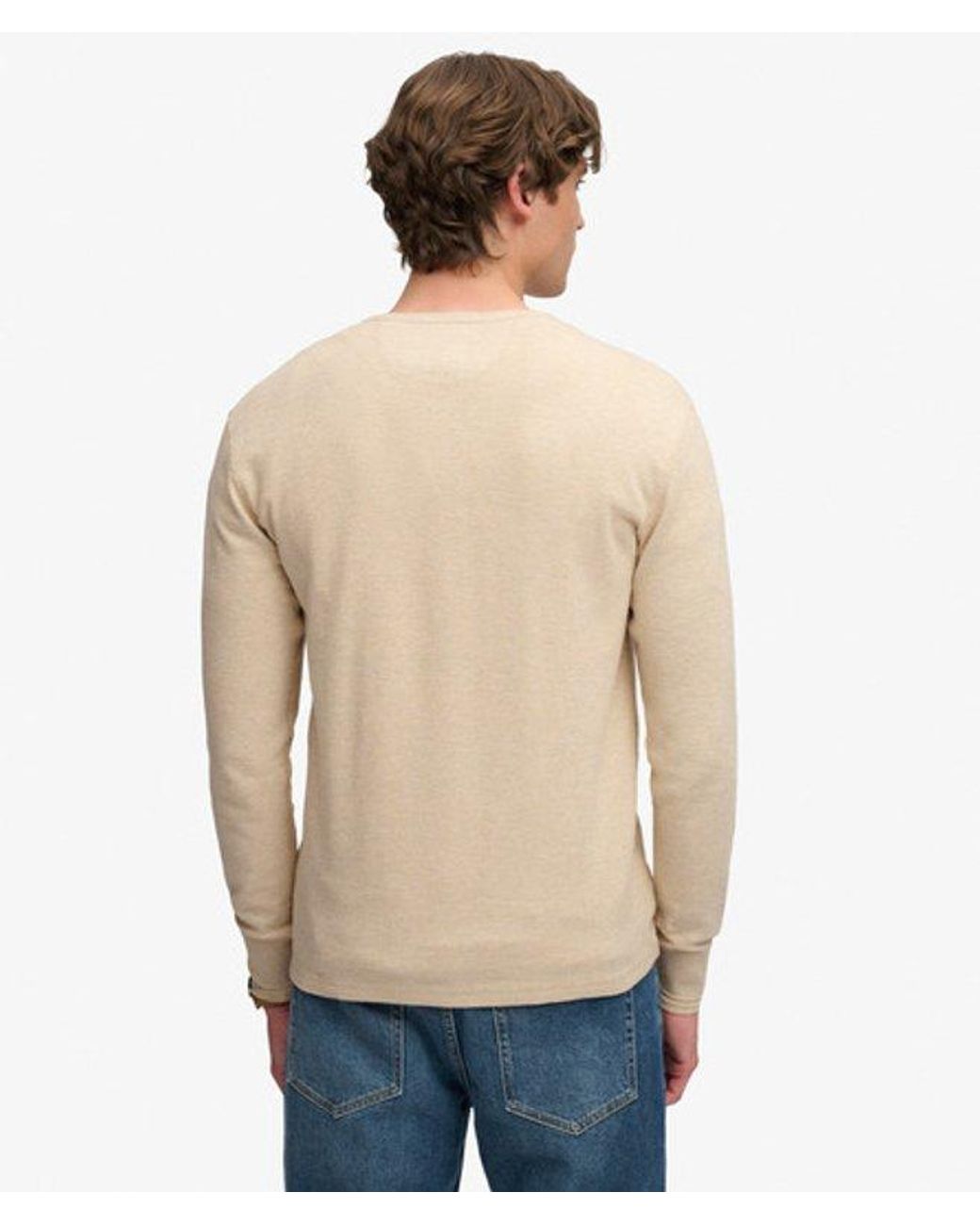 Superdry Natural & Co Mini Slub Waffle Long Sleeve Grandad Top for men