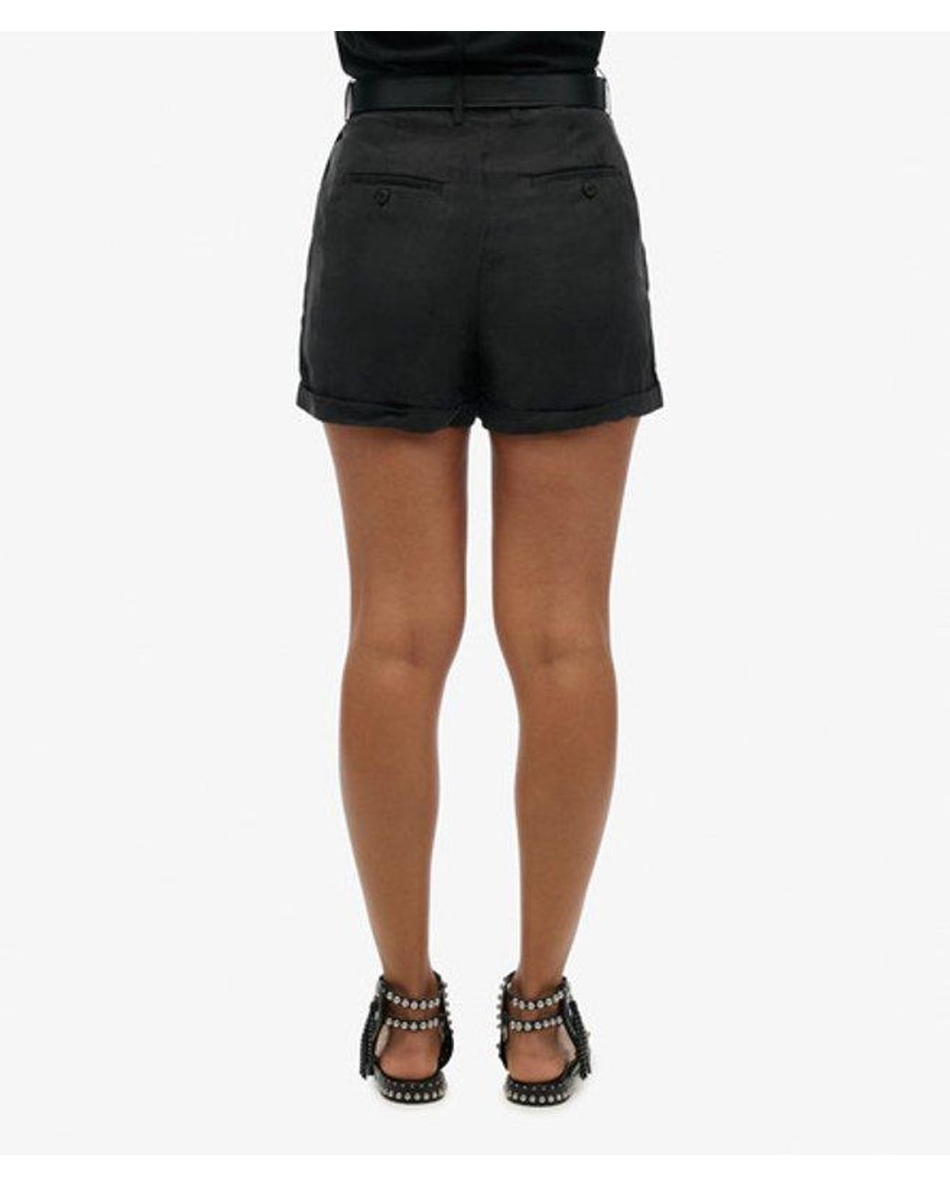 Superdry Black Cupro Shorts
