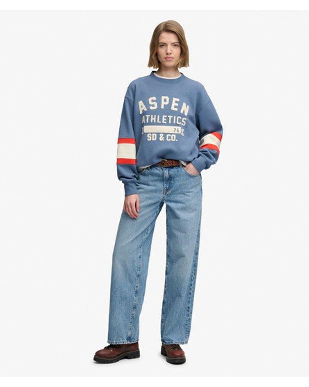 Superdry Blue & Co Aspen Athletics Preppy Ski Sweatshirt