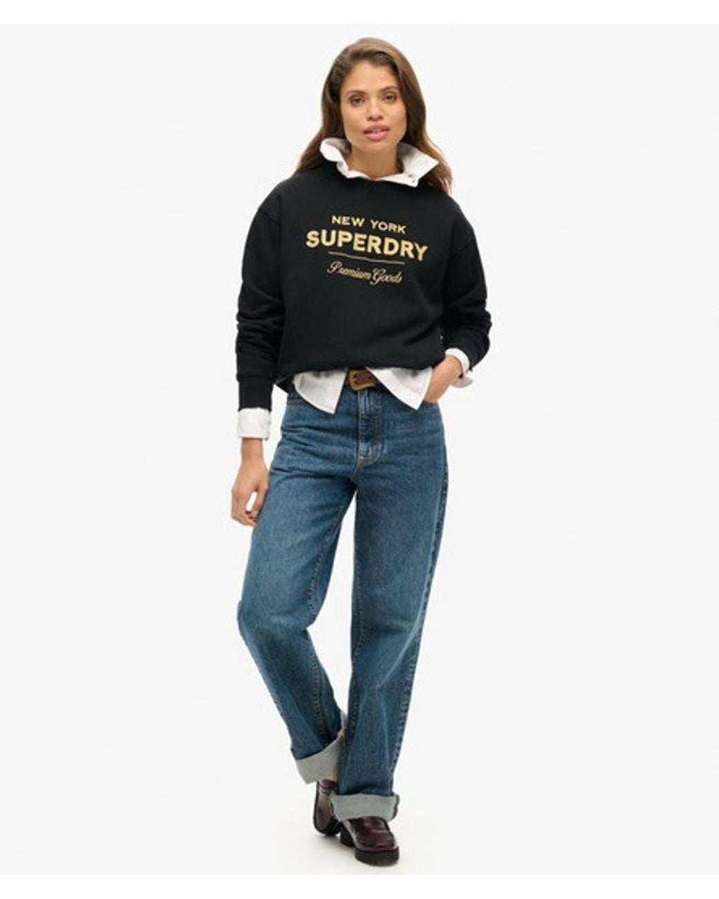 Superdry Black & Co Luxe Metallic Logo Sweatshirt