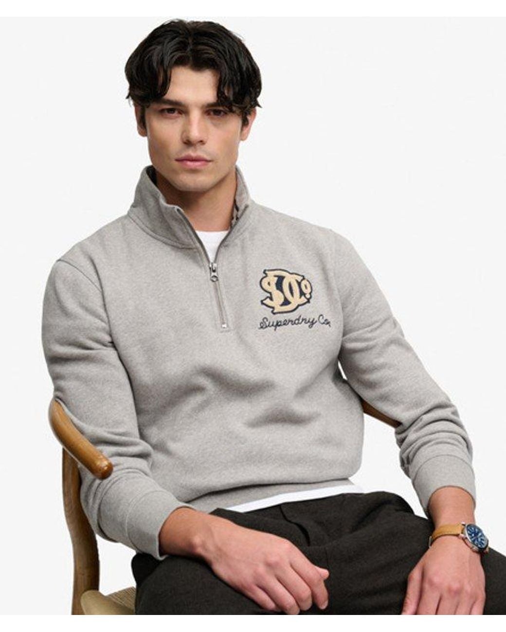 Superdry Gray & Co Vintage Athletic Half Zip Sweatshirt for men