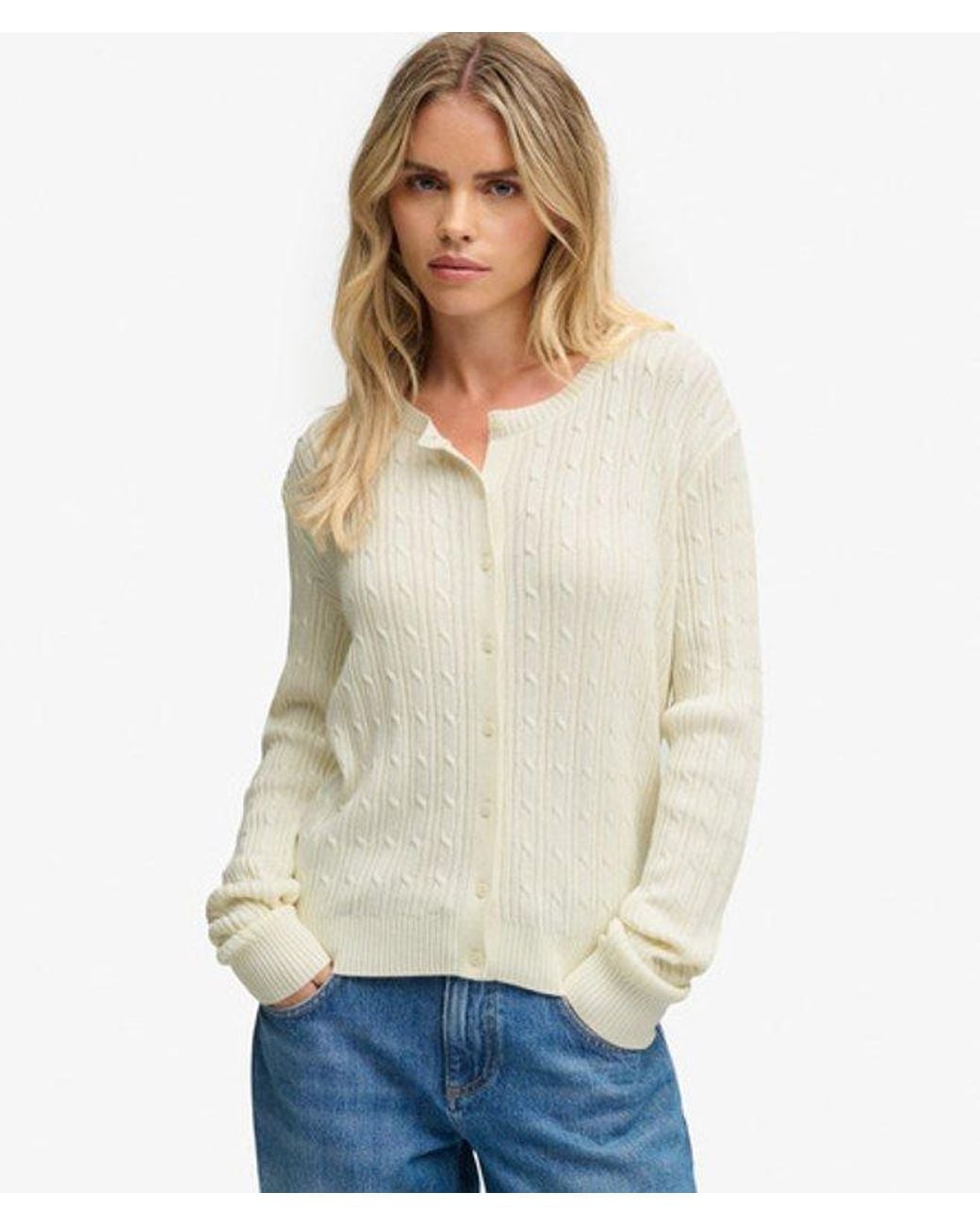 Superdry Natural Slouchy Cable Cardigan