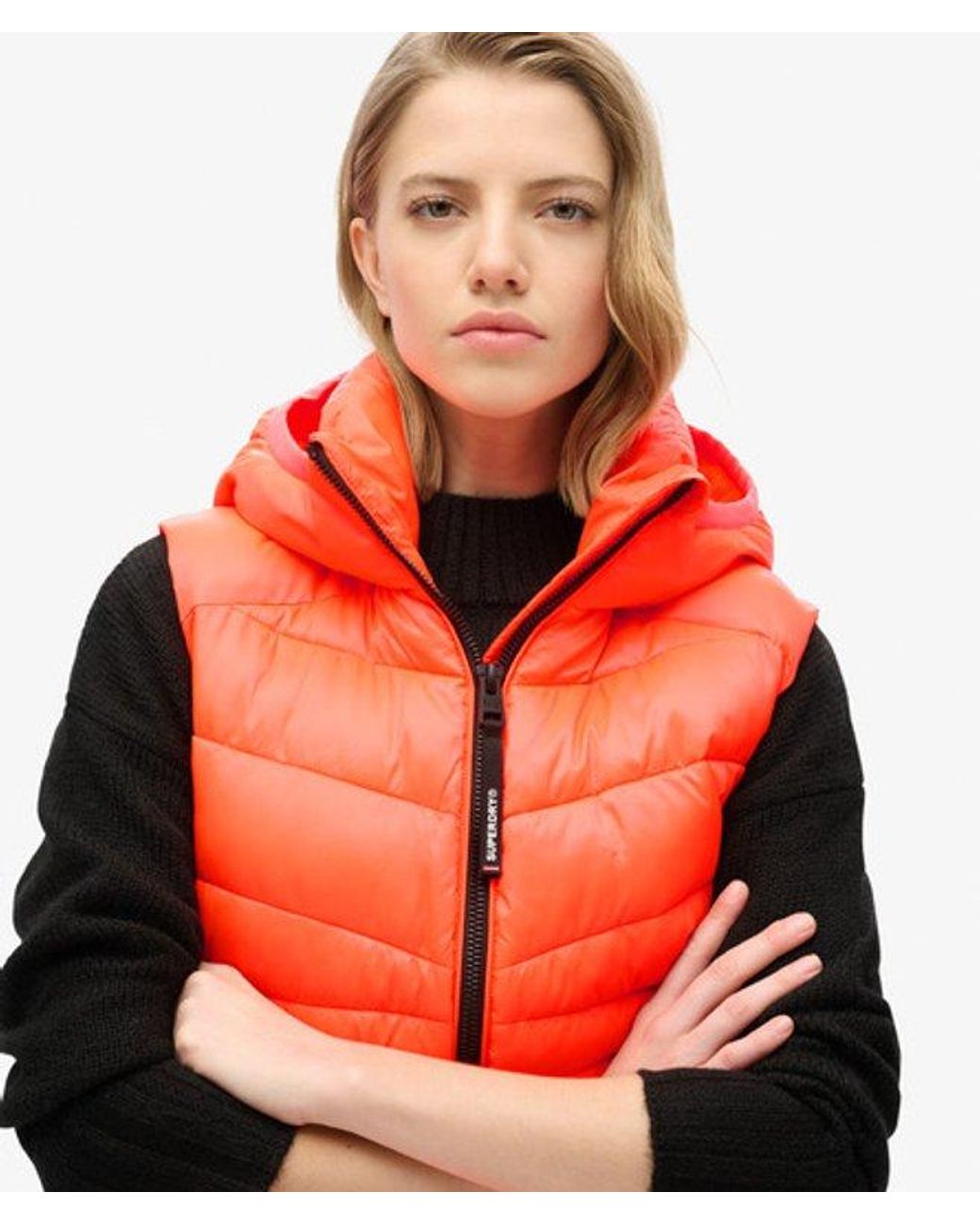 Superdry Red & Co Hooded Fuji Quilt Padded Gilet