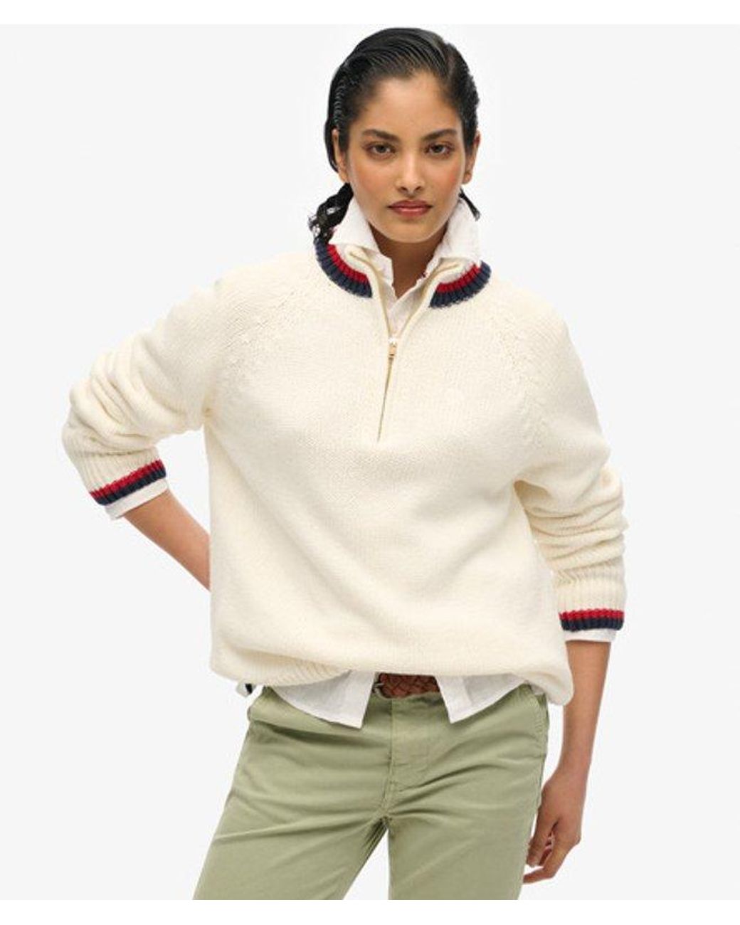 Superdry Natural Tipped Half Zip Jumper