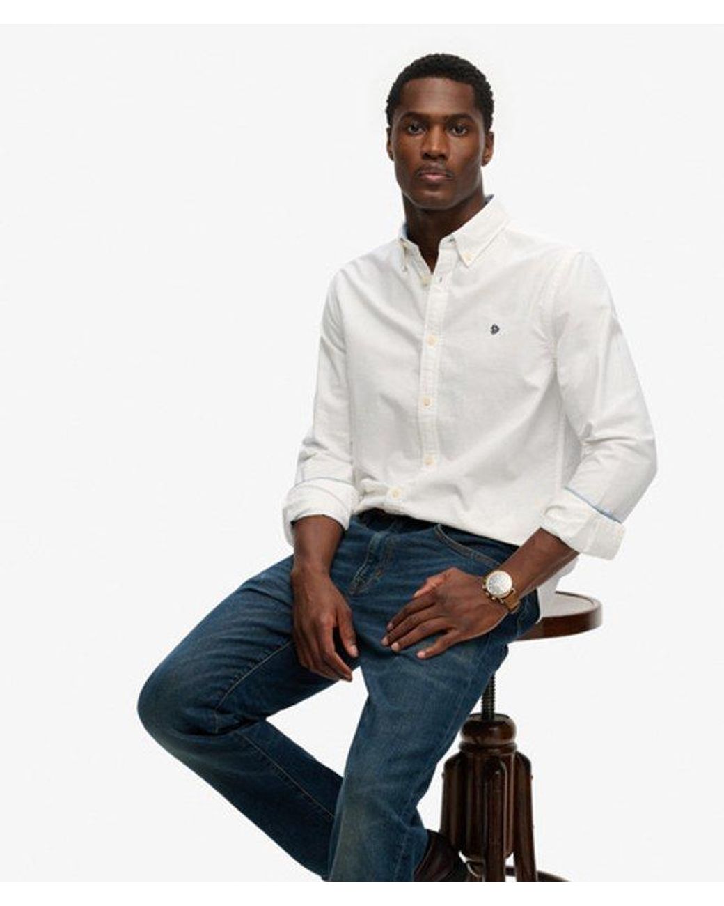 Superdry White & Co Preppy Oxford Long Sleeve Shirt for men