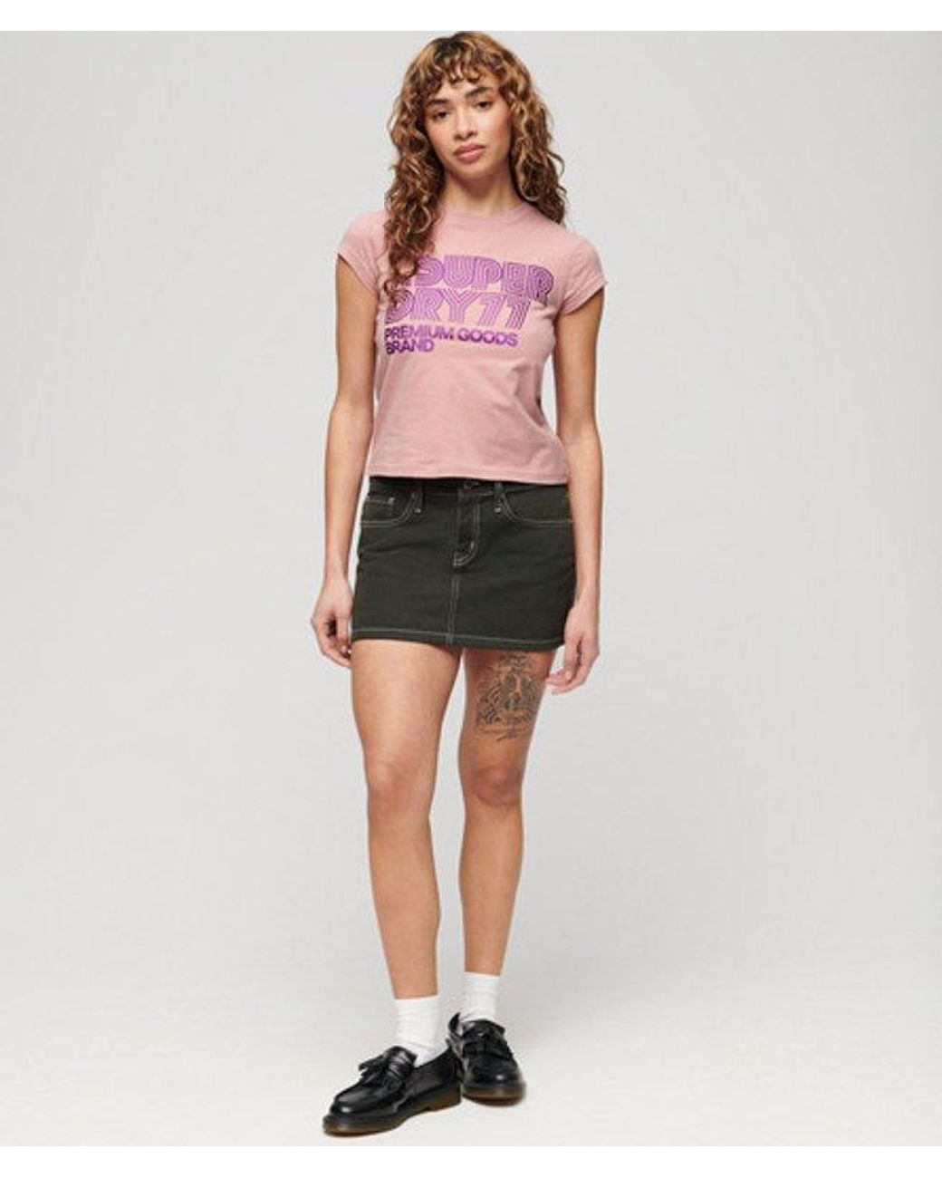 Superdry Pink & Co Retro Glitter Logo T-shirt