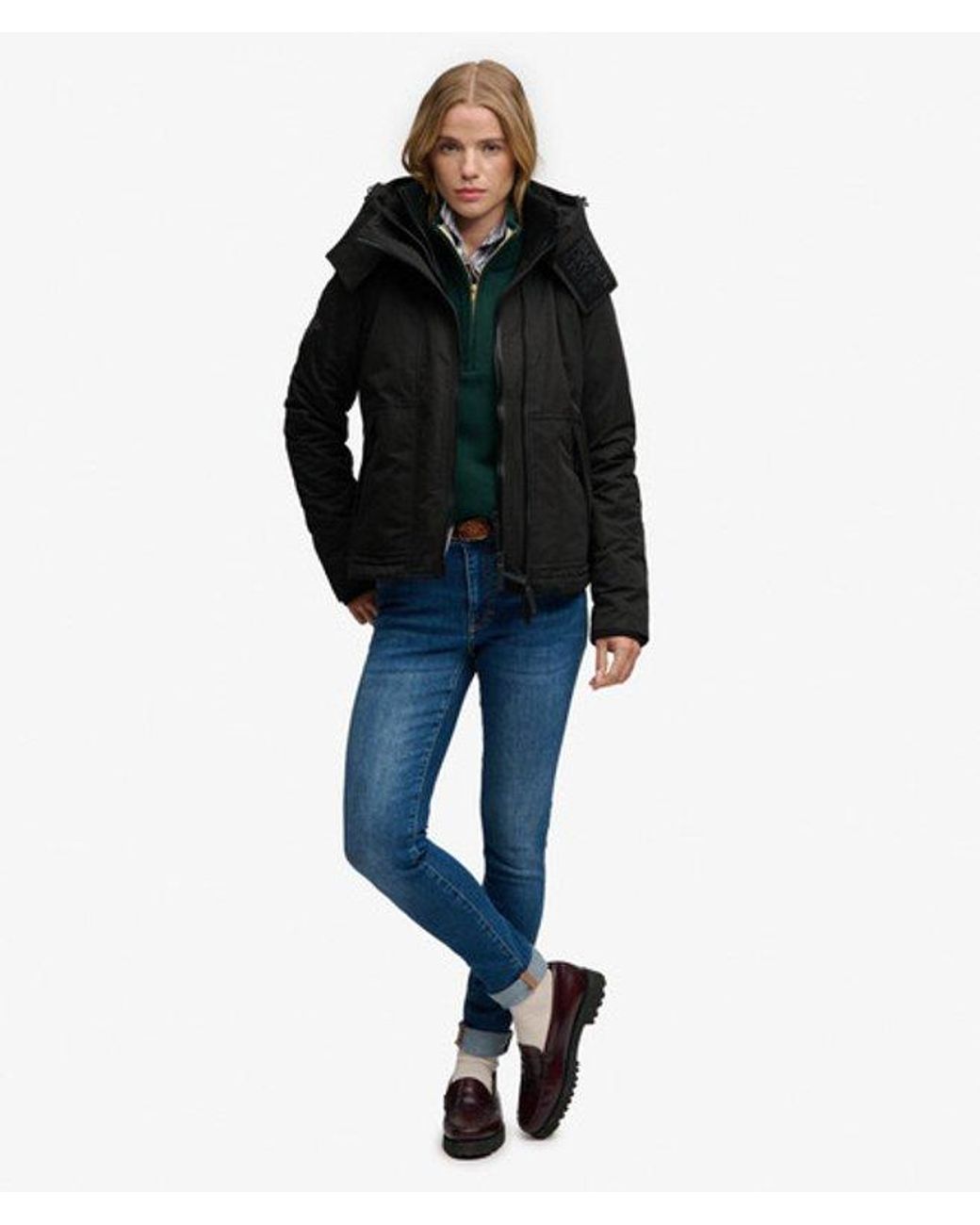 Superdry Black Hooded Microfibre Arctic Windcheater Jacket