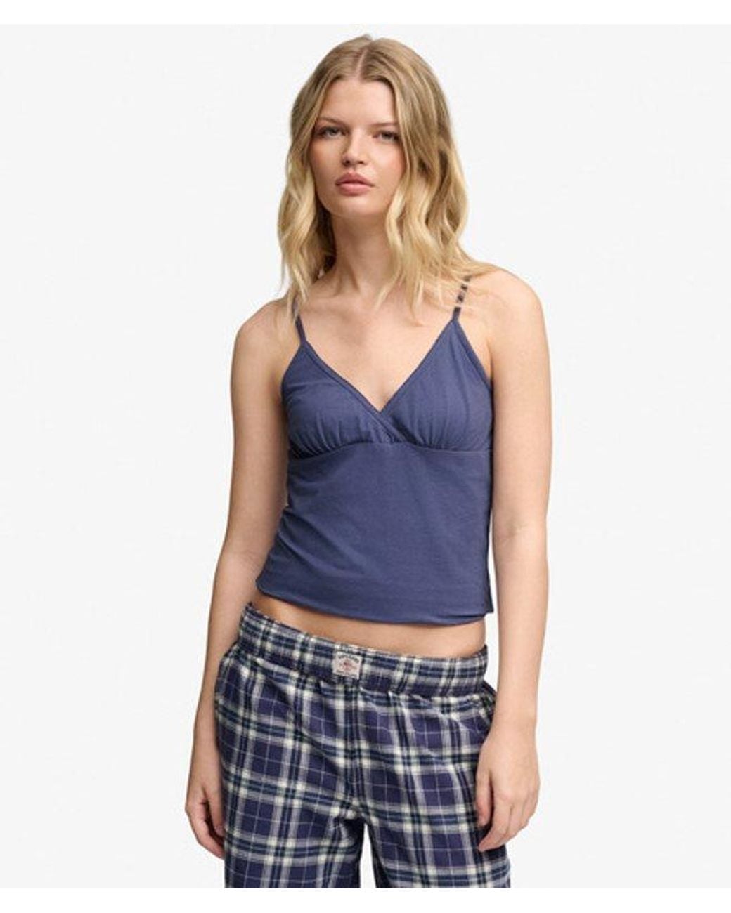Superdry Blue & Co Athletic Essentials Trim V-neck Vest Top