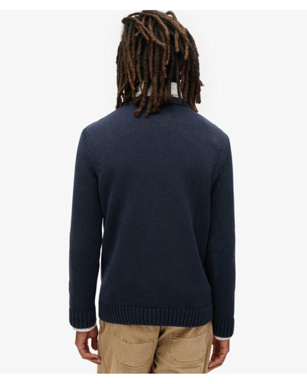 Superdry Blue & Co Knitted Vintage Athletic Jumper for men